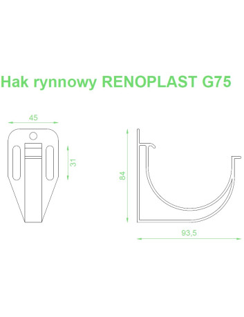 Uchwyt Rynnowy G75  - 4 szt. + Wkręt W13 - 8 szt.