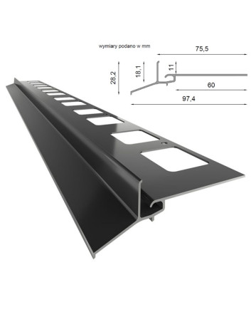 Profil okapowy K102 - do posadzek z płytek ceramicznych