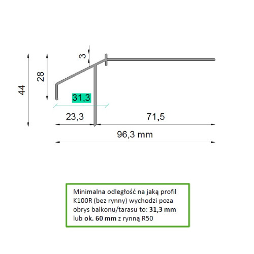 Profil okapowy Renoplast K100R | Sklep balkony-tarasy24