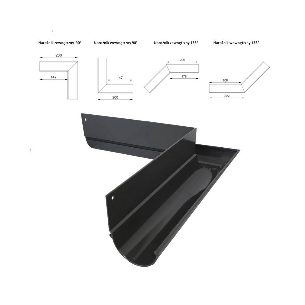 Kolanko rynny R50 zewn. 90°