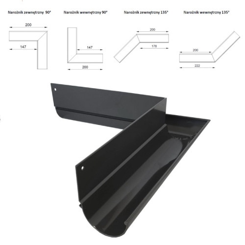 Kolanko rynny R50 zewn. 90°