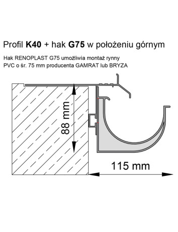 Uchwyt Rynnowy G75  - 4 szt. + Wkręt W13 - 8 szt.