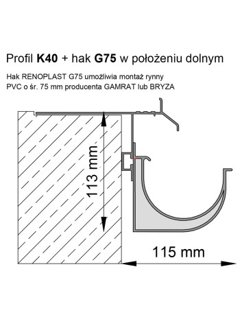 Uchwyt Rynnowy G75  - 4 szt. + Wkręt W13 - 8 szt.