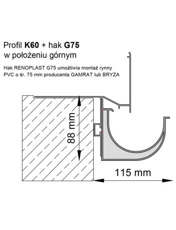 Uchwyt Rynnowy G75  - 4 szt. + Wkręt W13 - 8 szt.