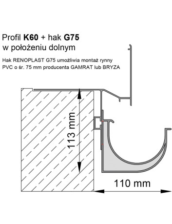 Uchwyt Rynnowy G75  - 4 szt. + Wkręt W13 - 8 szt.