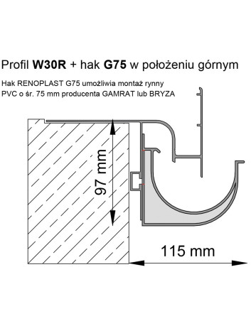 Uchwyt Rynnowy G75  - 4 szt. + Wkręt W13 - 8 szt.