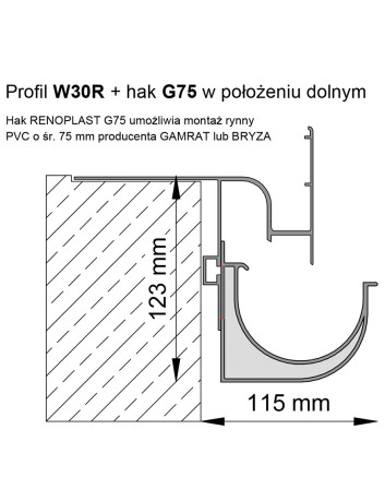 Uchwyt Rynnowy G75  - 4 szt. + Wkręt W13 - 8 szt.