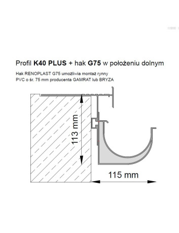 Uchwyt Rynnowy G75  - 4 szt. + Wkręt W13 - 8 szt.